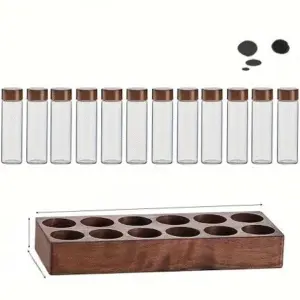 عبوات قهوة سعة 20-30 جم مع قاعدة خشبية