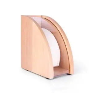 حاوية فلاتر خشبية بغطاء شفاف.